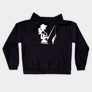 Fishing Girl Silhouette Kids Hoodie